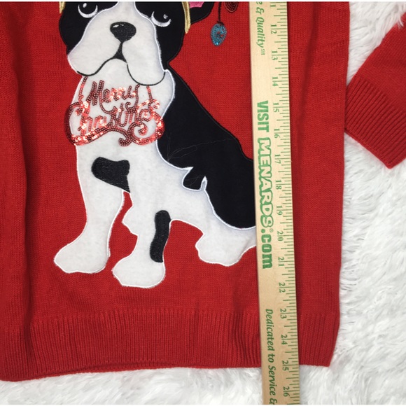 Merry Christmas by Poof Boston Terrier Sweater Size S - Picture 7 of 10